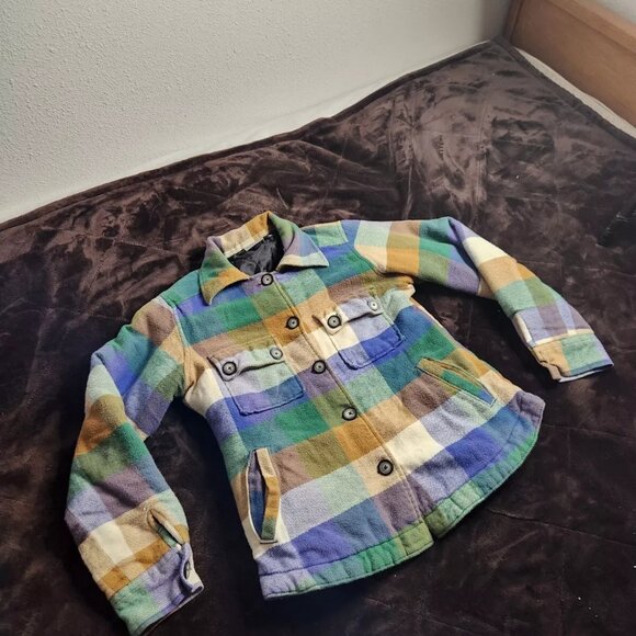 Women's Kavu Flannel Shirt Jacket Shacket Quilted Lined Colorful Button Up - M - Picture 9 of 9
